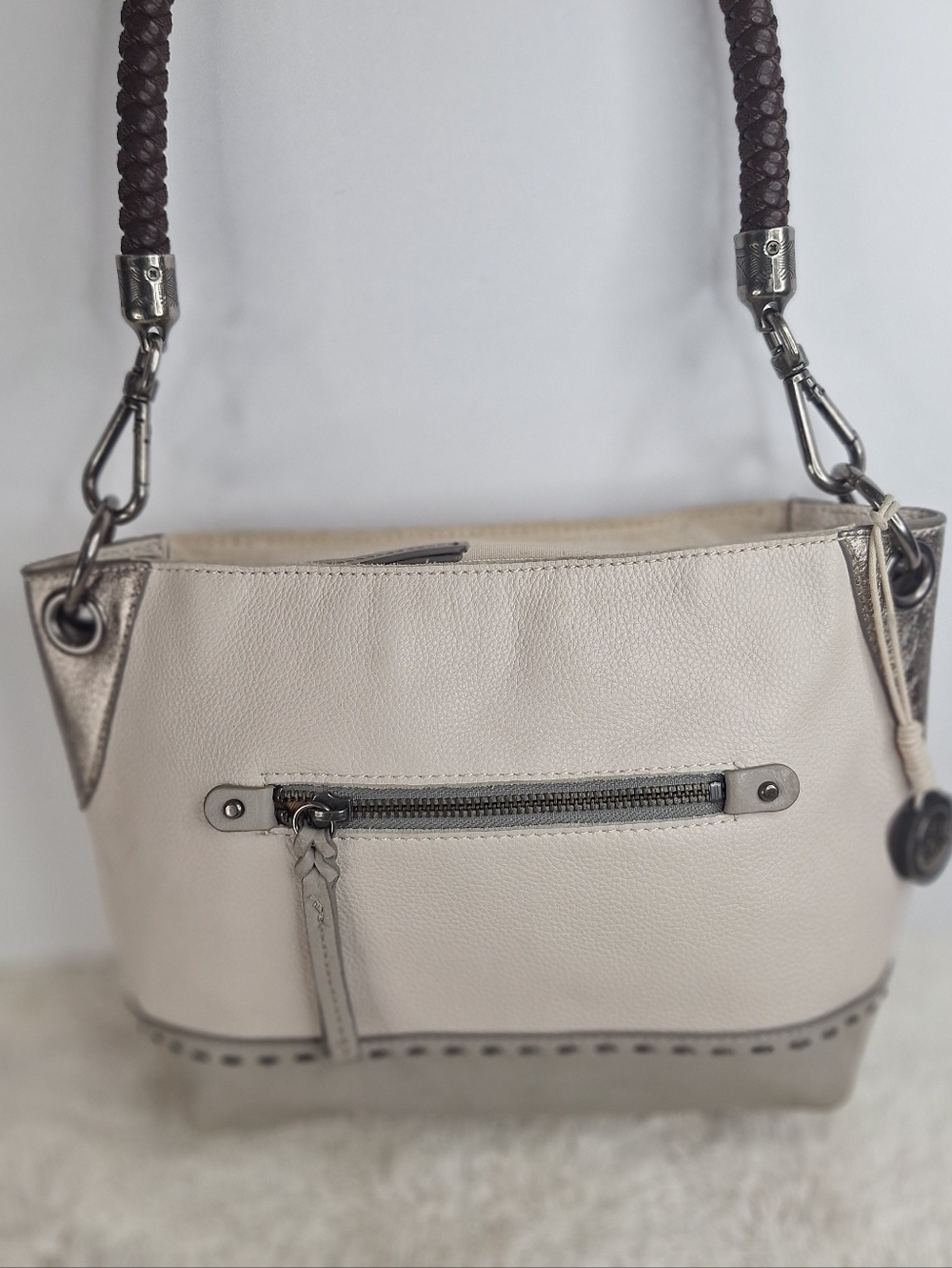 The Ssk Shoulder Bag in Cream with Braided Handle